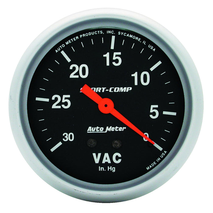 AutoMeter 3484 GAUGE; VACUUM; 2 5/8in.; 30INHG; MECHANICAL; SPORT-COMP - Truck Part Superstore