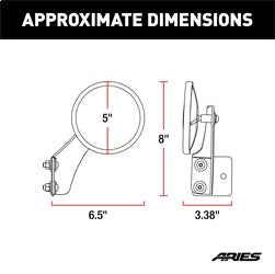 ARIES 3500300 ARIES 3500300 Offroad Jeep Wrangler; Gladiator Half Tube Door Mirrors; 2-Pack - Truck Part Superstore