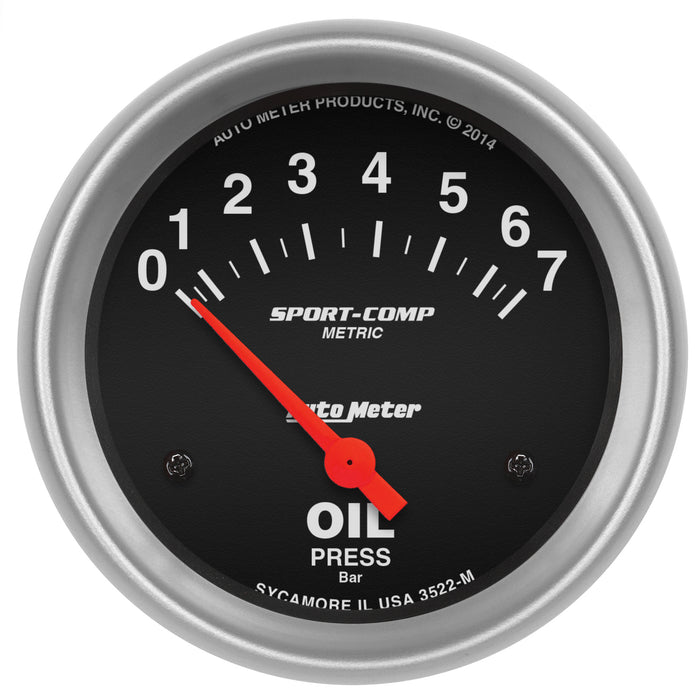 AutoMeter 3522-M GAUGE; OIL PRESSURE; 2 5/8in.; 7 BAR; ELECTRIC; SPORT-COMP - Truck Part Superstore