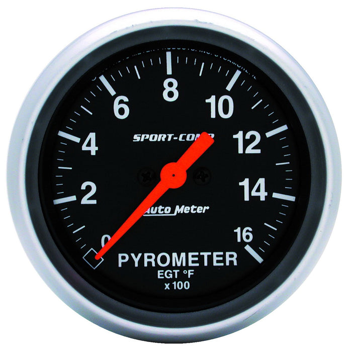 AutoMeter 3544 GAUGE; PYROMETER (EGT); 2 5/8in.; 1600deg.F; DIGITAL STEPPER MOTOR; SPORT-COMP - Truck Part Superstore