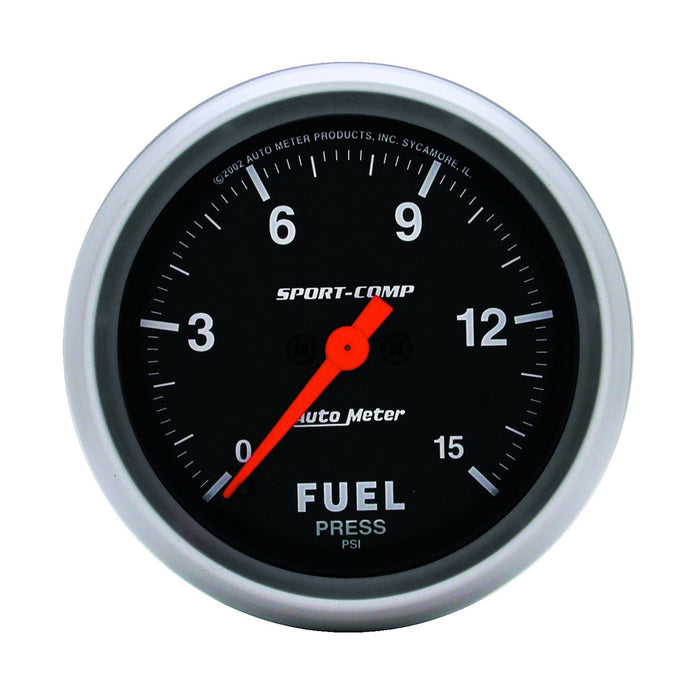 AutoMeter 3561 GAUGE; FUEL PRESSURE; 2 5/8in.; 15PSI; DIGITAL STEPPER MOTOR; SPORT-COMP - Truck Part Superstore
