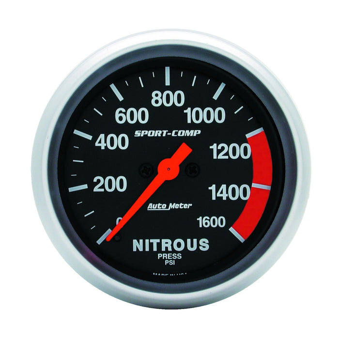 AutoMeter 3574 GAUGE; NITROUS PRESS; 2 5/8in.; 1600PSI; DIGITAL STEPPER MOTOR; SPORT-COMP - Truck Part Superstore