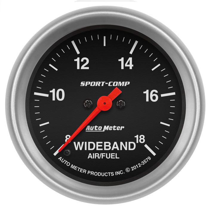 AutoMeter 3579 GAUGE; AIR/FUEL RATIO-WIDEBAND; ANALOG; 2 5/8in.; 8:1-18:1; STPR MTR; SPORT-COMP - Truck Part Superstore
