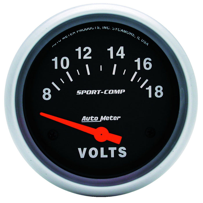 AutoMeter 3592 GAUGE; VOLTMETER; 2 5/8in.; 18V; ELECTRIC; SPORT-COMP - Truck Part Superstore