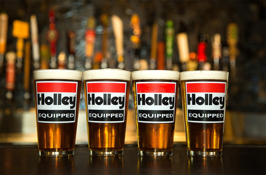 Holley 36-432 Holley Logo Pub Glass; 4 Pack; 16 oz.; Holley Equipped Square Logo On Glasses; - Truck Part Superstore
