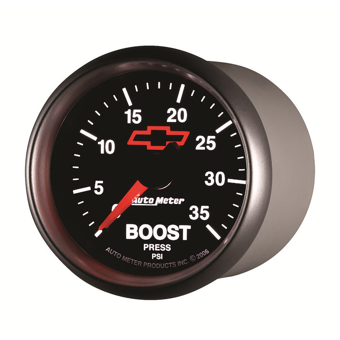 AutoMeter 3604-00406 GAUGE; BOOST; 2 1/16in.; 35PSI; MECHANICAL; CHEVY RED BOWTIE; BLACK - Truck Part Superstore
