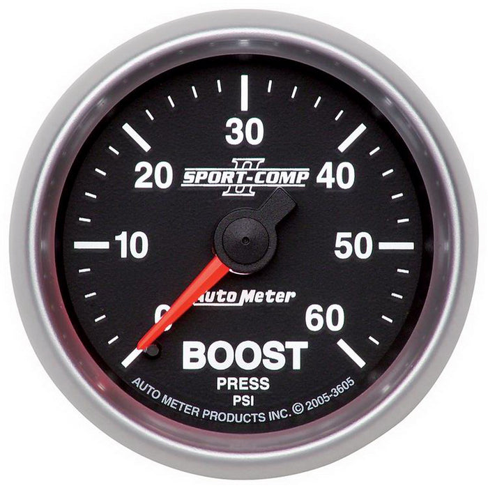 AutoMeter 3605 GAUGE; BOOST; 2 1/16in.; 60PSI; MECHANICAL; SPORT-COMP II - Truck Part Superstore