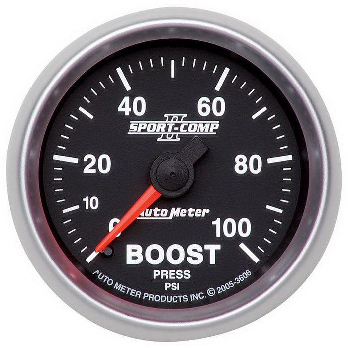 AutoMeter 3606 GAUGE; BOOST; 2 1/16in.; 100PSI; MECHANICAL; SPORT-COMP II - Truck Part Superstore