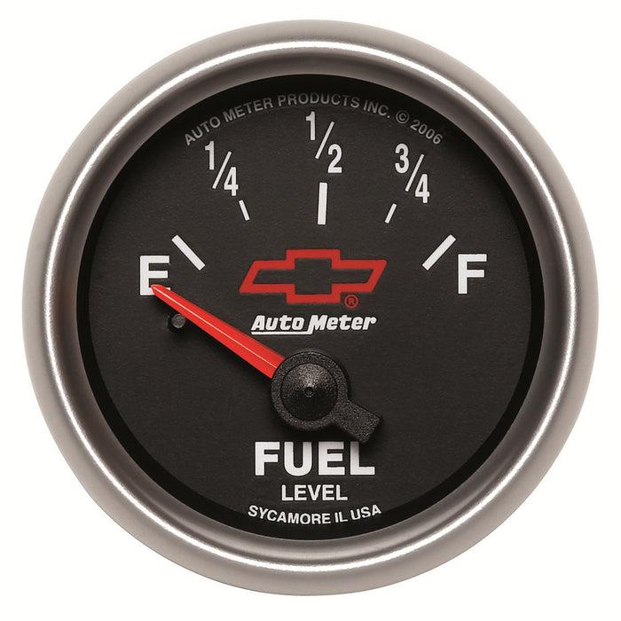 AutoMeter 3613-00406 GAUGE; FUEL LEVEL; 2 1/16in.; 0OE TO 90OF; ELEC; CHEVY RED BOWTIE; BLACK - Truck Part Superstore