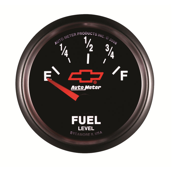 AutoMeter 3613-00406 GAUGE; FUEL LEVEL; 2 1/16in.; 0OE TO 90OF; ELEC; CHEVY RED BOWTIE; BLACK - Truck Part Superstore