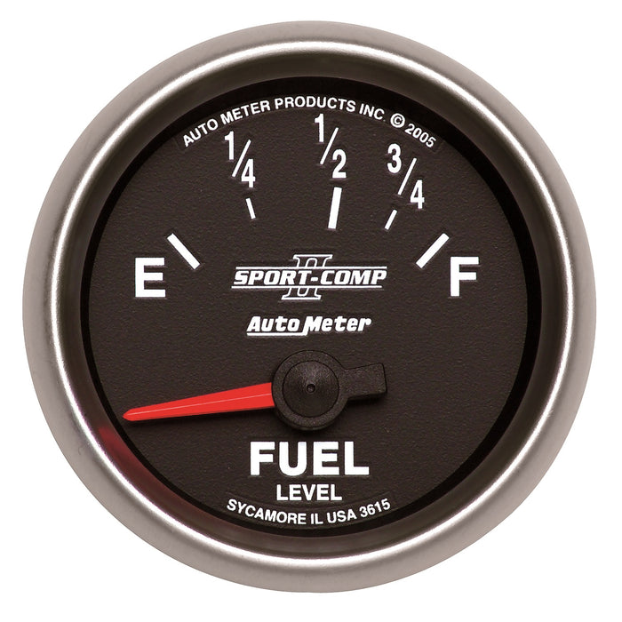 AutoMeter 3615 GAUGE; FUEL LEVEL; 2 1/16in.; 73OE TO 10OF; ELEC; SPORT-COMP II - Truck Part Superstore