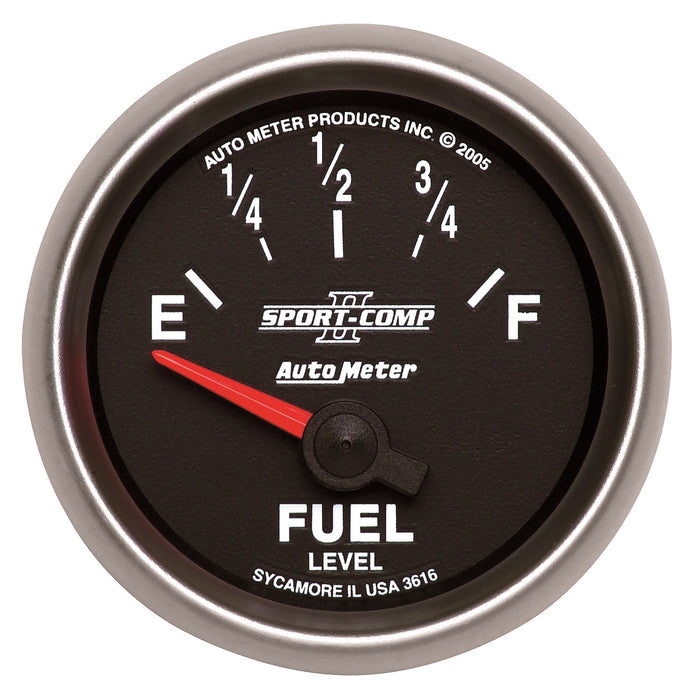 AutoMeter 3616 GAUGE; FUEL LEVEL; 2 1/16in.; 240OE TO 33OF; ELEC; SPORT-COMP II - Truck Part Superstore