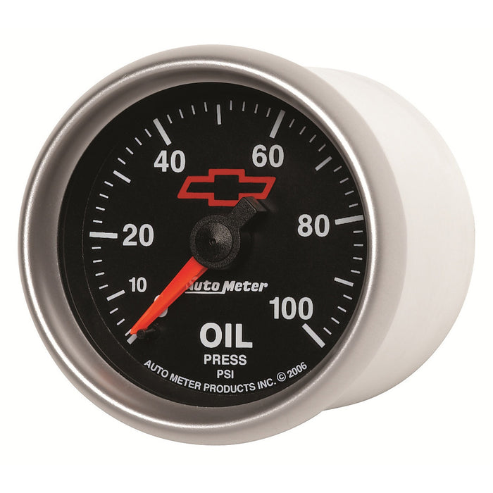 AutoMeter 3621-00406 GAUGE; OIL PRESSURE; 2 1/16in.; 100PSI; MECHANICAL; CHEVY RED BOWTIE; BLACK - Truck Part Superstore