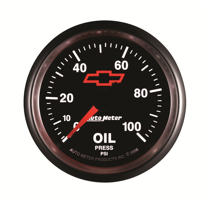 AutoMeter 3621-00406 GAUGE; OIL PRESSURE; 2 1/16in.; 100PSI; MECHANICAL; CHEVY RED BOWTIE; BLACK - Truck Part Superstore