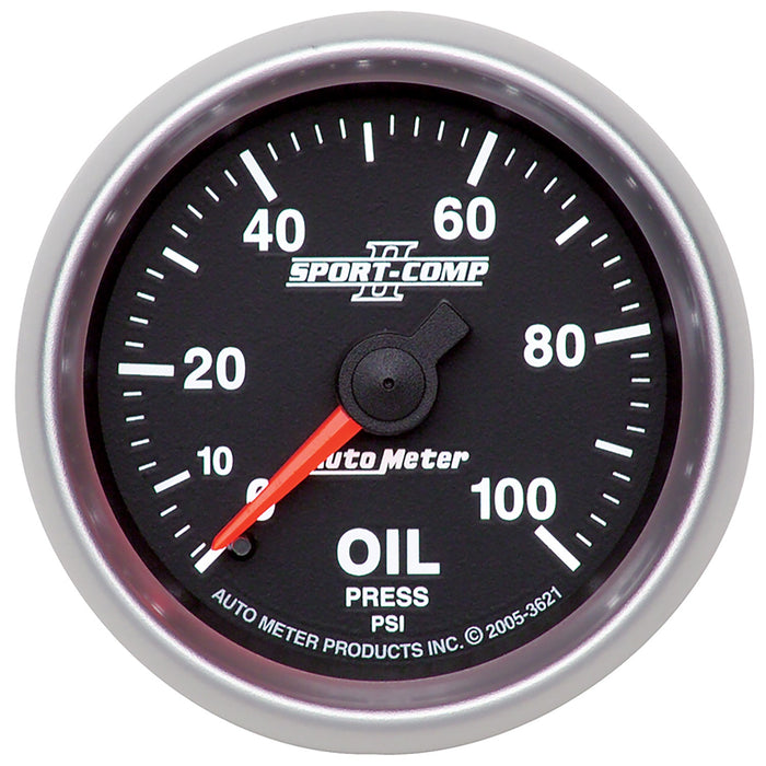 AutoMeter 3621 GAUGE; OIL PRESSURE; 2 1/16in.; 100PSI; MECHANICAL; SPORT-COMP II - Truck Part Superstore