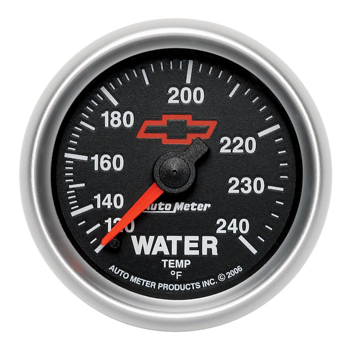 AutoMeter 3632-00406 GAUGE; WATER TEMP; 2 1/16in.; 120-240deg.F; MECHANICAL; CHEVY RED BOWTIE; BLACK - Truck Part Superstore