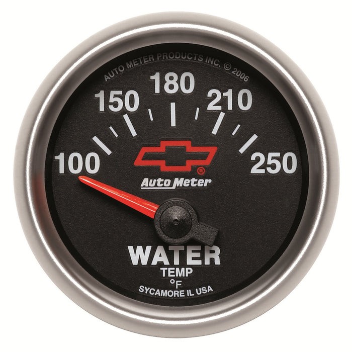 AutoMeter 3637-00406 GAUGE; WATER TEMP; 2 1/16in.; 100-250deg.F; ELECTRIC; CHEVY RED BOWTIE; BLACK - Truck Part Superstore