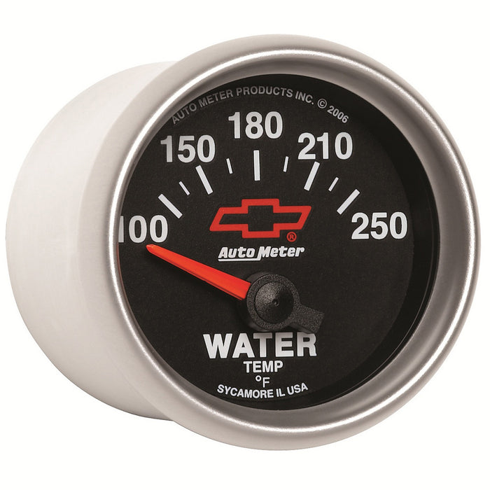 AutoMeter 3637-00406 GAUGE; WATER TEMP; 2 1/16in.; 100-250deg.F; ELECTRIC; CHEVY RED BOWTIE; BLACK - Truck Part Superstore