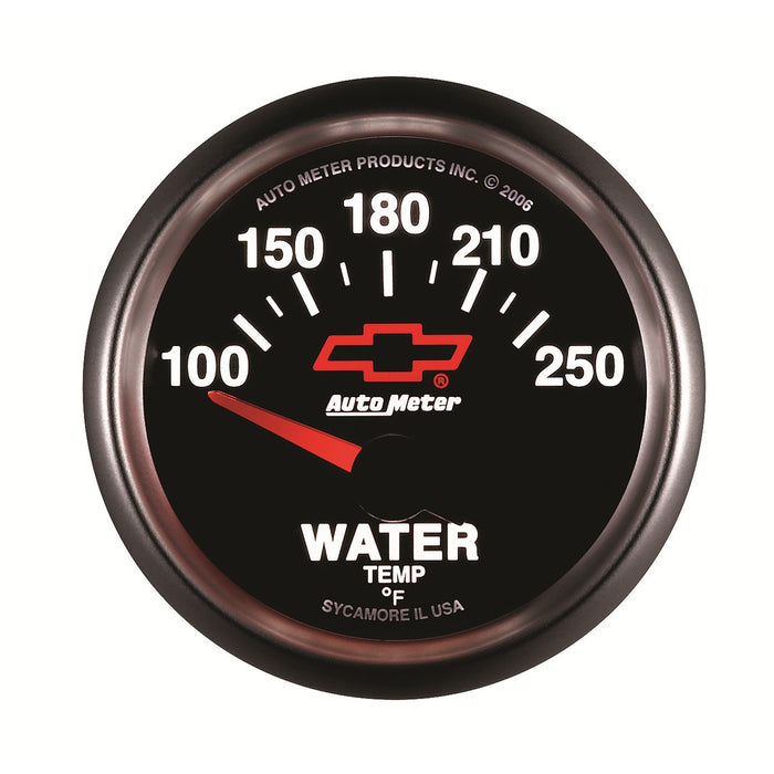 AutoMeter 3637-00406 GAUGE; WATER TEMP; 2 1/16in.; 100-250deg.F; ELECTRIC; CHEVY RED BOWTIE; BLACK - Truck Part Superstore