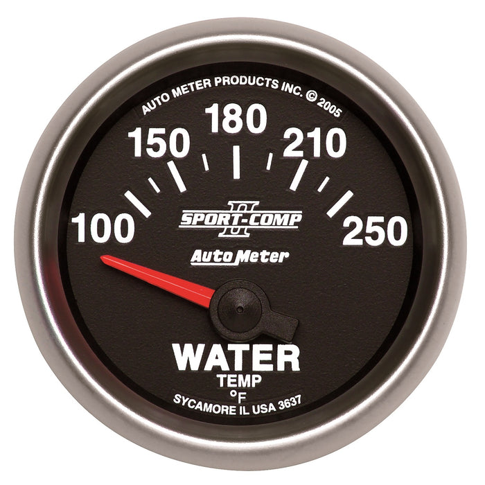 AutoMeter 3637 GAUGE; WATER TEMP; 2 1/16in.; 100-250deg.F; ELECTRIC; SPORT-COMP II - Truck Part Superstore