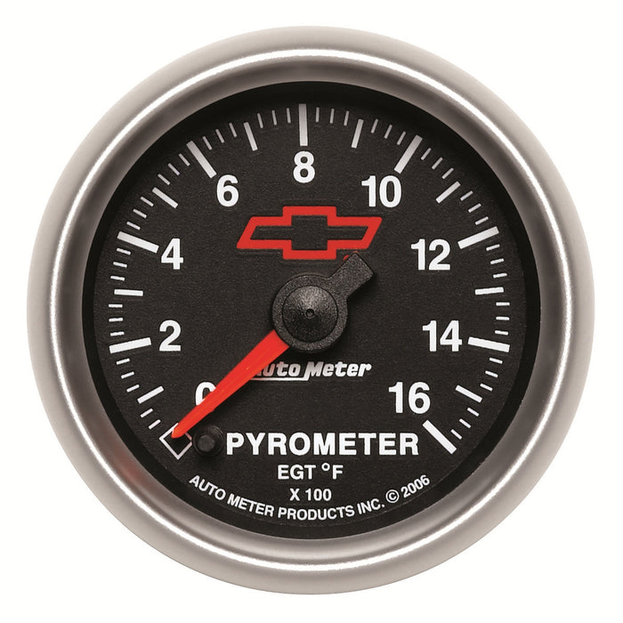 AutoMeter 3644-00406 GAUGE; PYROMETER (EGT); 2 1/16in.; 1600deg.F; STEPPER MOTOR; CHEVY RED BOWTIE; B - Truck Part Superstore