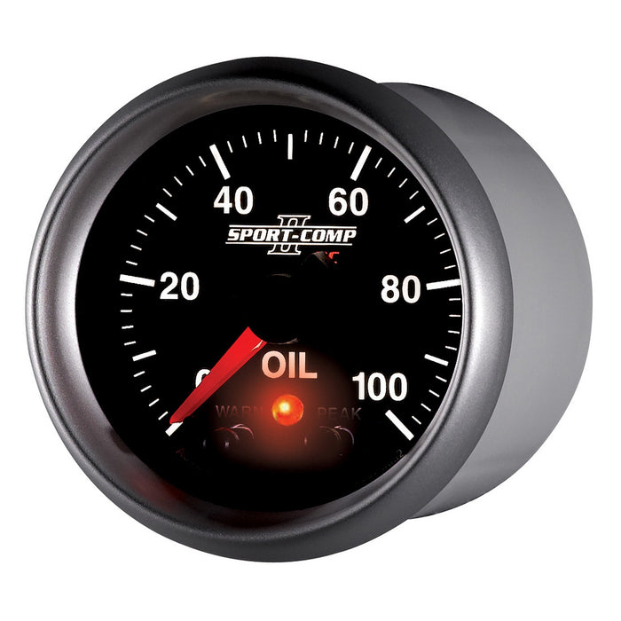 AutoMeter 3652 GAUGE; OIL PRESS; 2 1/16in.; 100PSI; DIGITAL STPR MTR W/PK/WRN; SPORT-COMP II - Truck Part Superstore