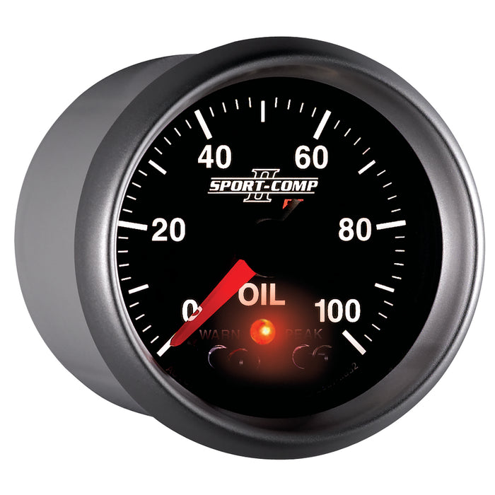 AutoMeter 3652 GAUGE; OIL PRESS; 2 1/16in.; 100PSI; DIGITAL STPR MTR W/PK/WRN; SPORT-COMP II - Truck Part Superstore