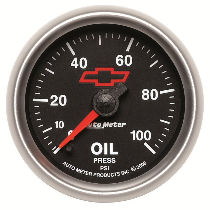 AutoMeter 3653-00406 GAUGE; OIL PRESSURE; 2 1/16in.; 100PSI; DIGITAL STEPPER MOTOR; CHEVY RED BOWTIE; - Truck Part Superstore