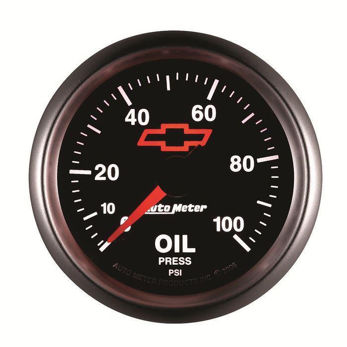 AutoMeter 3653-00406 GAUGE; OIL PRESSURE; 2 1/16in.; 100PSI; DIGITAL STEPPER MOTOR; CHEVY RED BOWTIE; - Truck Part Superstore