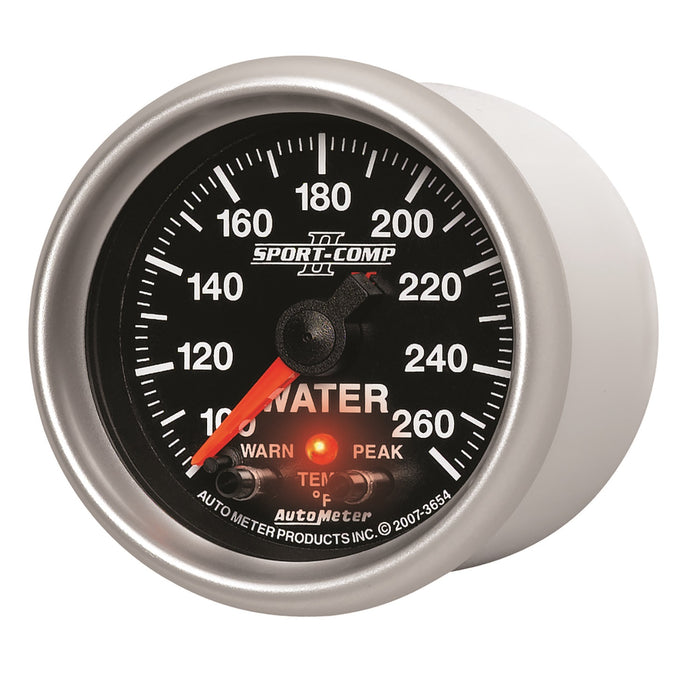 AutoMeter 3654 GAUGE; WATER TEMP; 2 1/16in.; 100-260deg.F; STEPPER MOTOR W/PEAK/WRN; SPORT-COMP - Truck Part Superstore