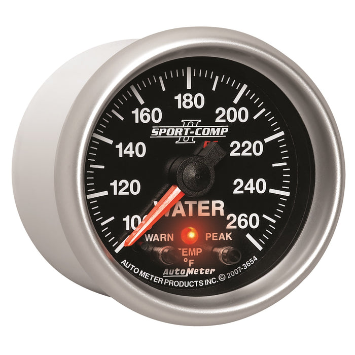 AutoMeter 3654 GAUGE; WATER TEMP; 2 1/16in.; 100-260deg.F; STEPPER MOTOR W/PEAK/WRN; SPORT-COMP - Truck Part Superstore