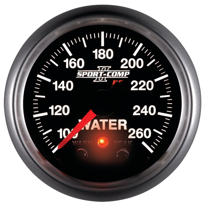 AutoMeter 3654 GAUGE; WATER TEMP; 2 1/16in.; 100-260deg.F; STEPPER MOTOR W/PEAK/WRN; SPORT-COMP - Truck Part Superstore