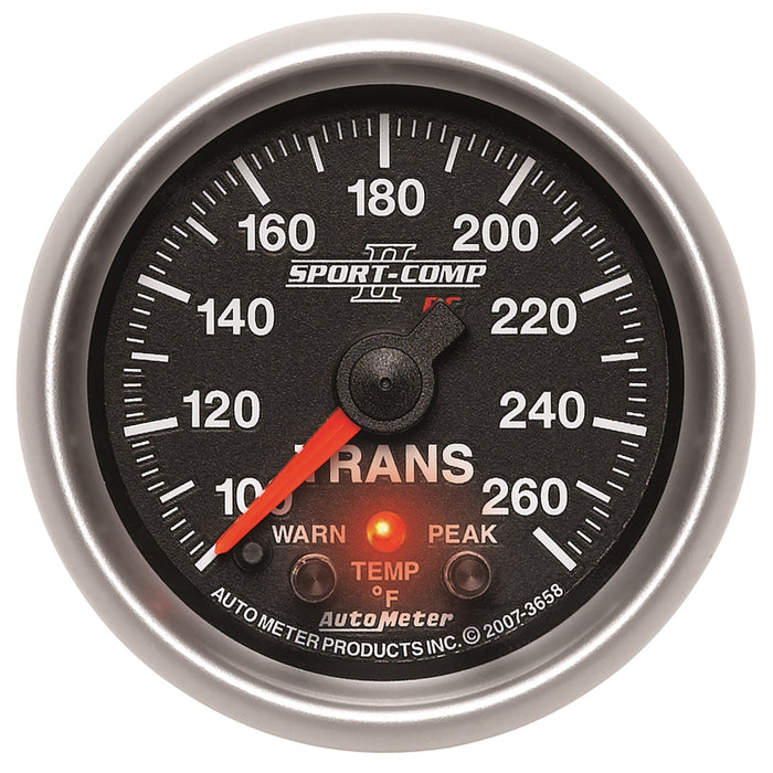 AutoMeter 3658 GAUGE; TRANS TEMP; 2 1/16in.; 100-260deg.F; STEPPER MOTOR W/PEAK/WRN; SPORT-COMP - Truck Part Superstore