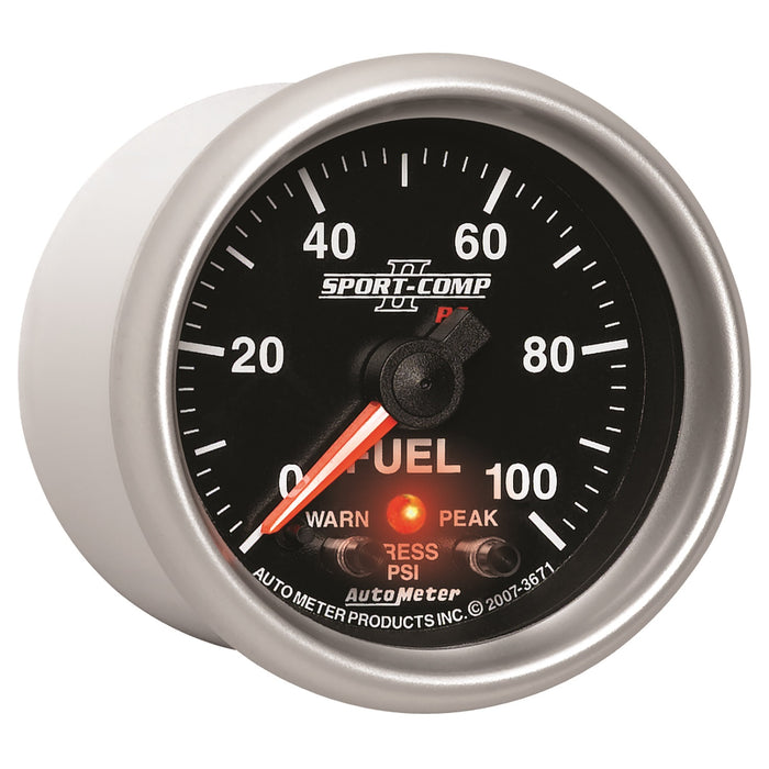 AutoMeter 3671 GAUGE; FUEL PRESS; 2 1/16in.; 100PSI; DIGITAL STPR MTR W/PK/WRN; SPORT-COMP II - Truck Part Superstore