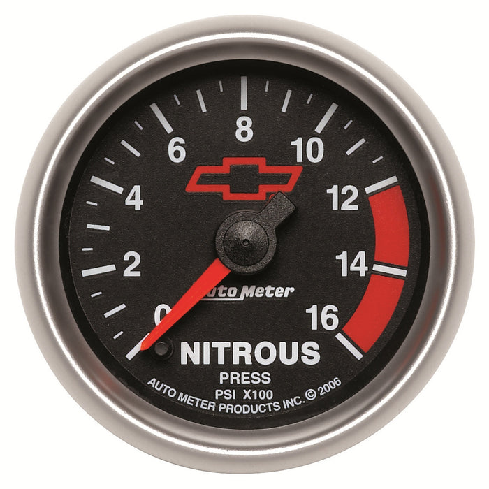 AutoMeter 3674-00406 GAUGE; NITROUS PRESSURE; 2 1/16in.; 1600PSI; DIGITAL STEPPER MOTOR; CHEVY RED BO - Truck Part Superstore