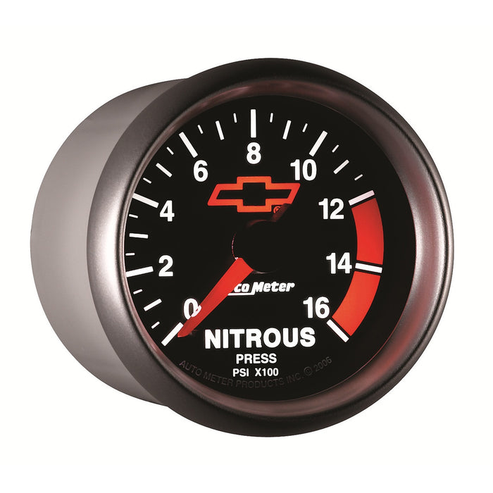 AutoMeter 3674-00406 GAUGE; NITROUS PRESSURE; 2 1/16in.; 1600PSI; DIGITAL STEPPER MOTOR; CHEVY RED BO - Truck Part Superstore