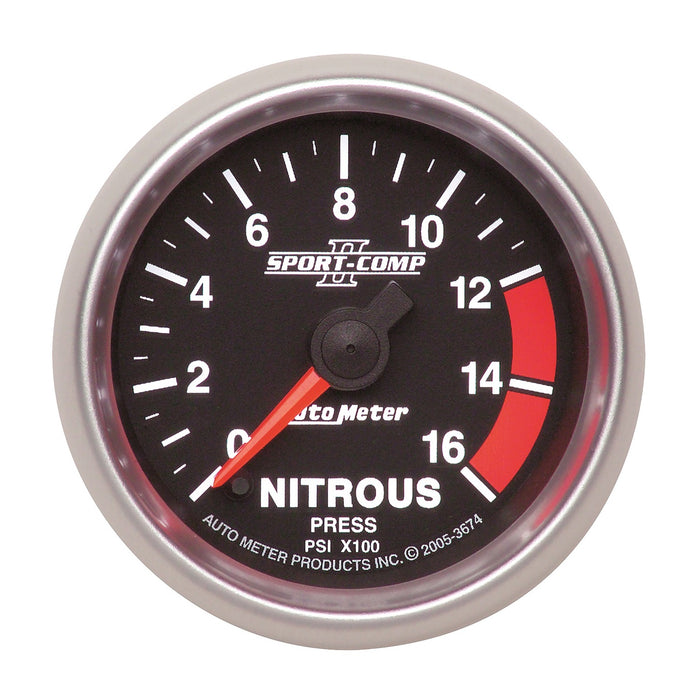 AutoMeter 3674 GAUGE; NITROUS PRESS; 2 1/16in.; 1600PSI; DIGITAL STEPPER MOTOR; SPORT-COMP II - Truck Part Superstore
