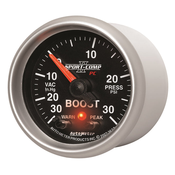 AutoMeter 3677 GAUGE; VAC/BOOST; 2 1/16in.; 30INHG-30PSI; STEPPER MOTOR W/PK/WRN; SPORT-COMP II - Truck Part Superstore