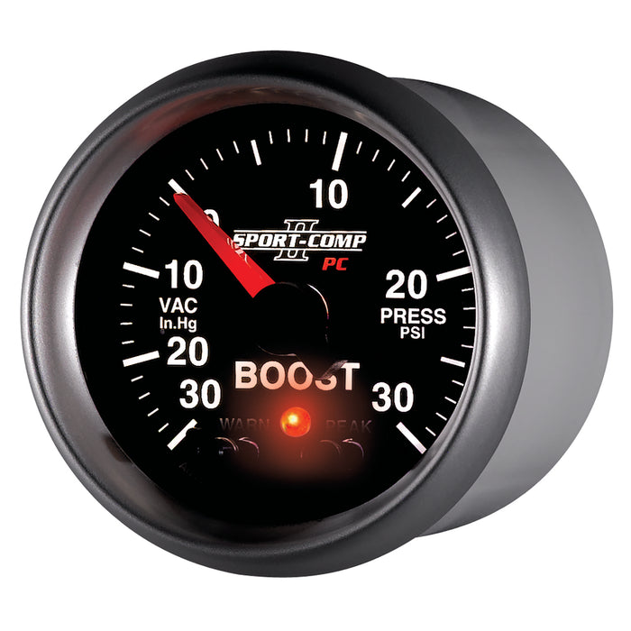 AutoMeter 3677 GAUGE; VAC/BOOST; 2 1/16in.; 30INHG-30PSI; STEPPER MOTOR W/PK/WRN; SPORT-COMP II - Truck Part Superstore