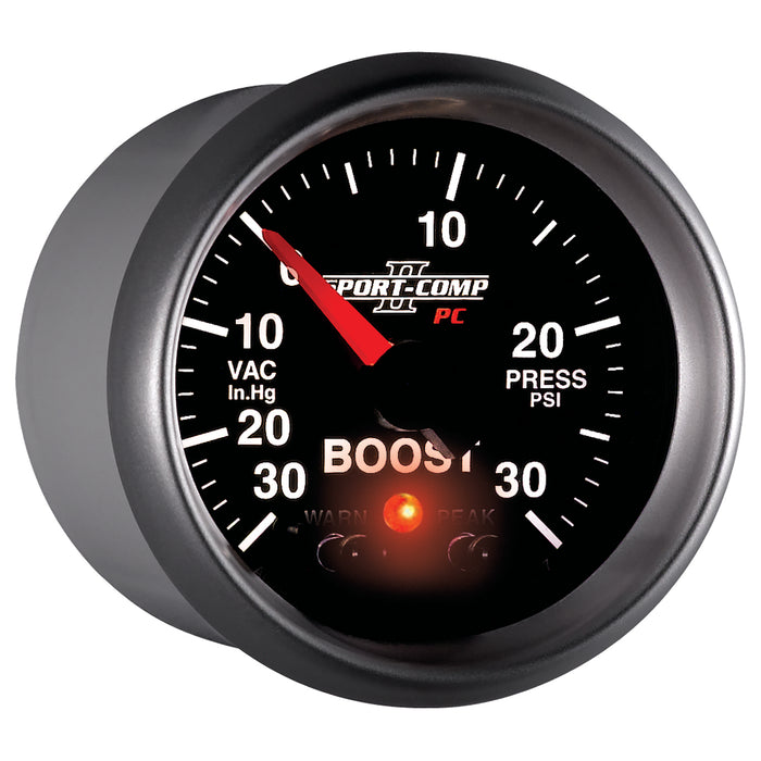 AutoMeter 3677 GAUGE; VAC/BOOST; 2 1/16in.; 30INHG-30PSI; STEPPER MOTOR W/PK/WRN; SPORT-COMP II - Truck Part Superstore