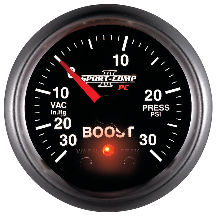 AutoMeter 3677 GAUGE; VAC/BOOST; 2 1/16in.; 30INHG-30PSI; STEPPER MOTOR W/PK/WRN; SPORT-COMP II - Truck Part Superstore