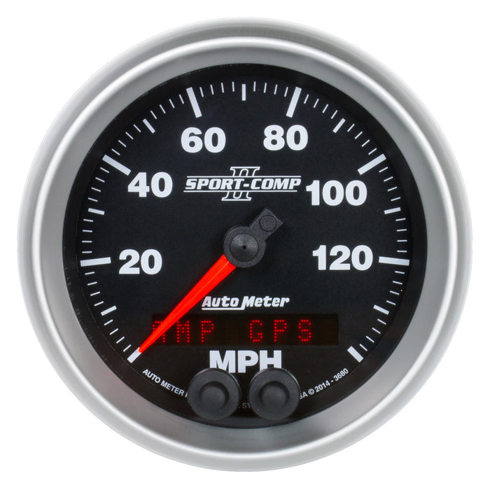 AutoMeter 3680 GAUGE; SPEEDOMETER; 3 3/8in.; 140MPH; GPS; SPORT-COMP II - Truck Part Superstore