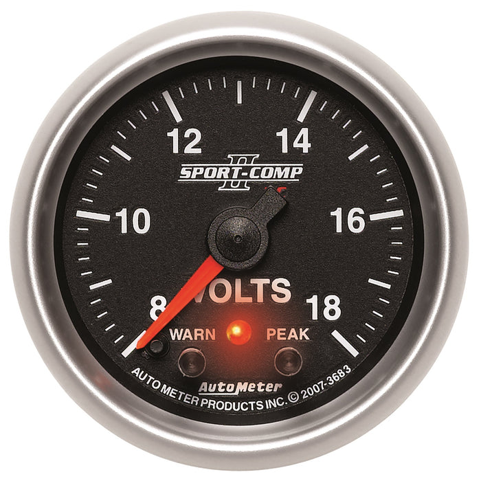 AutoMeter 3683 GAUGE; VOLTMETER; 2 1/16in.; 18V; DIGITAL STEPPER MOTOR W/PK/WRN; SPORT-COMP II - Truck Part Superstore