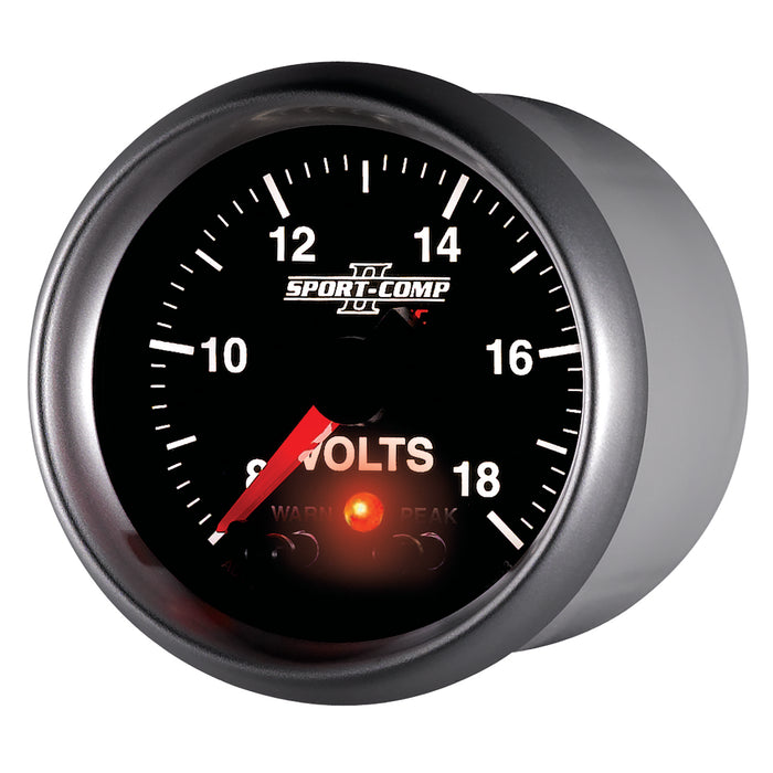AutoMeter 3683 GAUGE; VOLTMETER; 2 1/16in.; 18V; DIGITAL STEPPER MOTOR W/PK/WRN; SPORT-COMP II - Truck Part Superstore