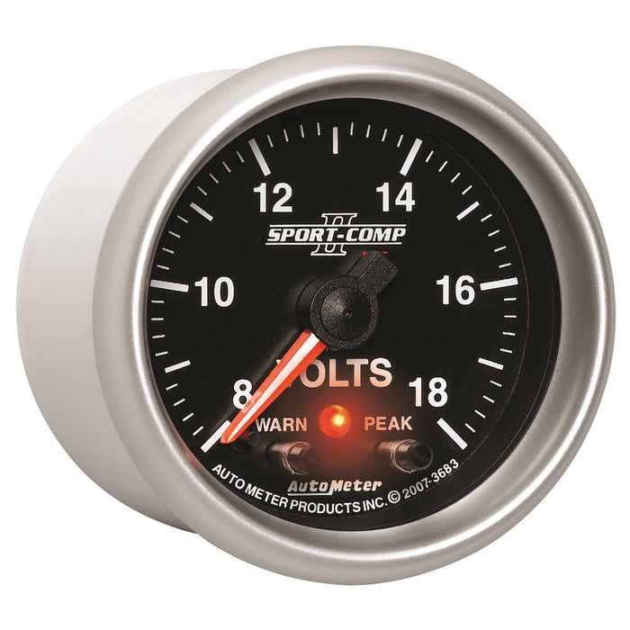 AutoMeter 3683 GAUGE; VOLTMETER; 2 1/16in.; 18V; DIGITAL STEPPER MOTOR W/PK/WRN; SPORT-COMP II - Truck Part Superstore