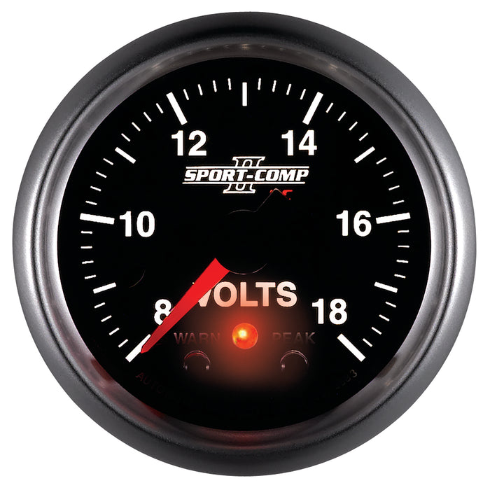AutoMeter 3683 GAUGE; VOLTMETER; 2 1/16in.; 18V; DIGITAL STEPPER MOTOR W/PK/WRN; SPORT-COMP II - Truck Part Superstore