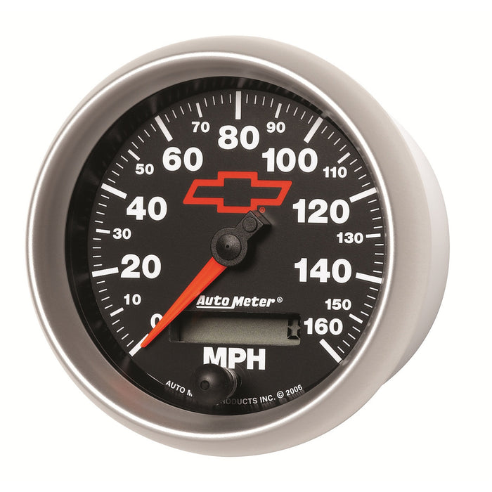 AutoMeter 3688-00406 GAUGE; SPEEDOMETER; 3 3/8in.; 160MPH; ELEC. PROGRAMMABLE; CHEVY RED BOWTIE; BLAC - Truck Part Superstore