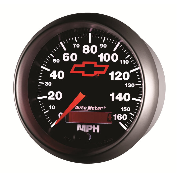 AutoMeter 3688-00406 GAUGE; SPEEDOMETER; 3 3/8in.; 160MPH; ELEC. PROGRAMMABLE; CHEVY RED BOWTIE; BLAC - Truck Part Superstore