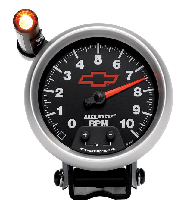 AutoMeter 3690-00406 GAUGE; TACHOMETER; 3 3/4in.; 10K RPM; PEDESTAL W/EXT. QUICK-LITE; CHEVY RED BOWT - Truck Part Superstore