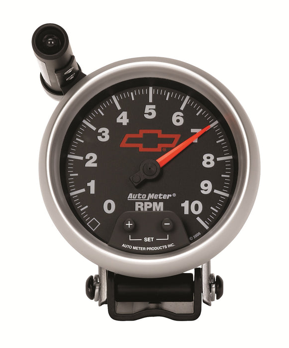AutoMeter 3690-00406 GAUGE; TACHOMETER; 3 3/4in.; 10K RPM; PEDESTAL W/EXT. QUICK-LITE; CHEVY RED BOWT - Truck Part Superstore